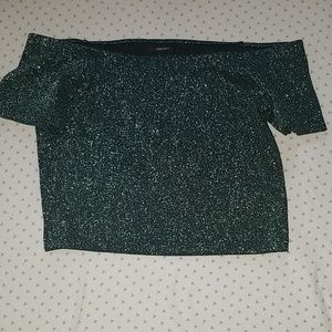Green sparkly crop top